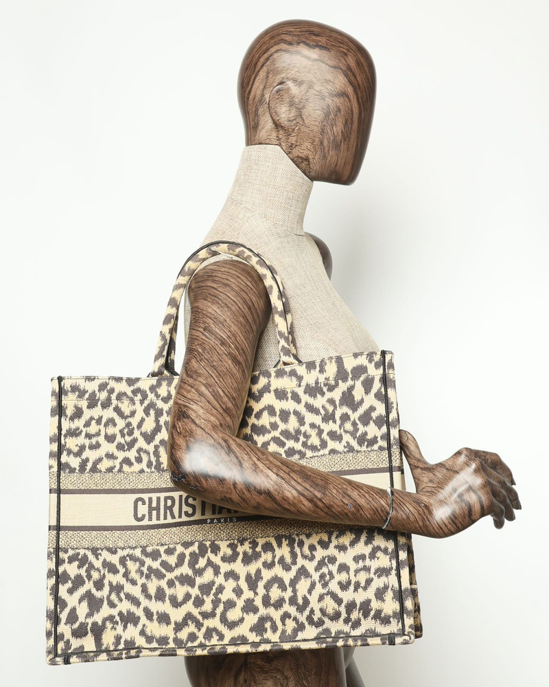 Christian Dior Large Leopard Mizza Book Tote Bag