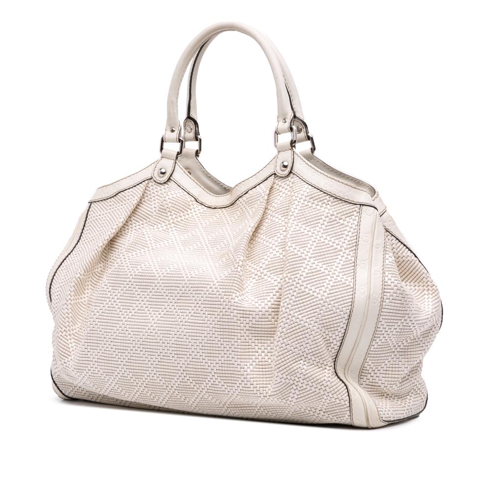 Gucci B Gucci White Raffia Natural Material Large Diamante Sukey Tote Italy