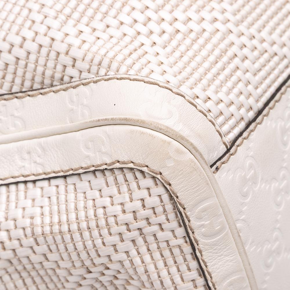 Gucci B Gucci White Raffia Natural Material Large Diamante Sukey Tote Italy