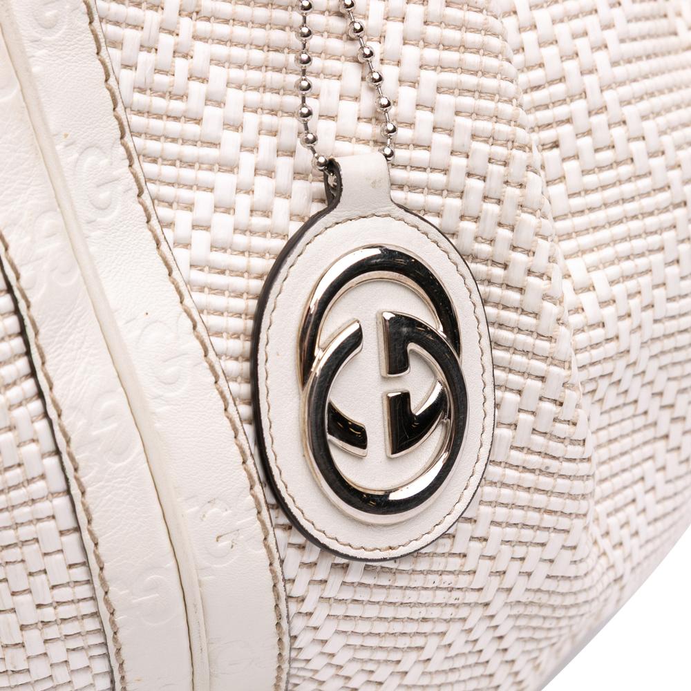 Gucci B Gucci White Raffia Natural Material Large Diamante Sukey Tote Italy