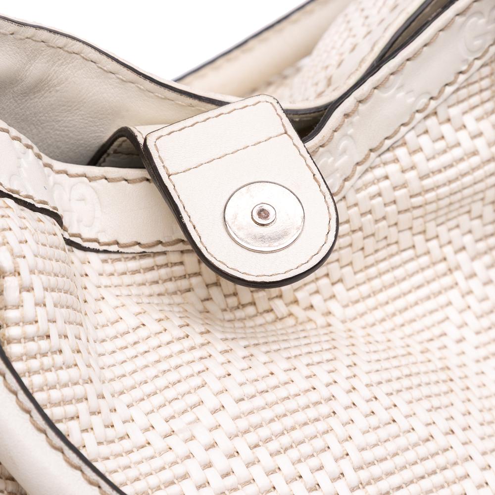 Gucci B Gucci White Raffia Natural Material Large Diamante Sukey Tote Italy