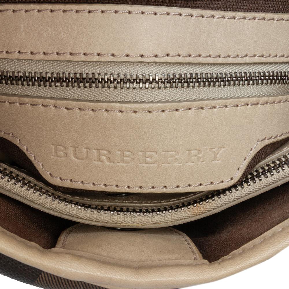 Burberry B Burberry Brown Beige Coated Canvas Fabric Small Smoke Check Northfield Satchel China
