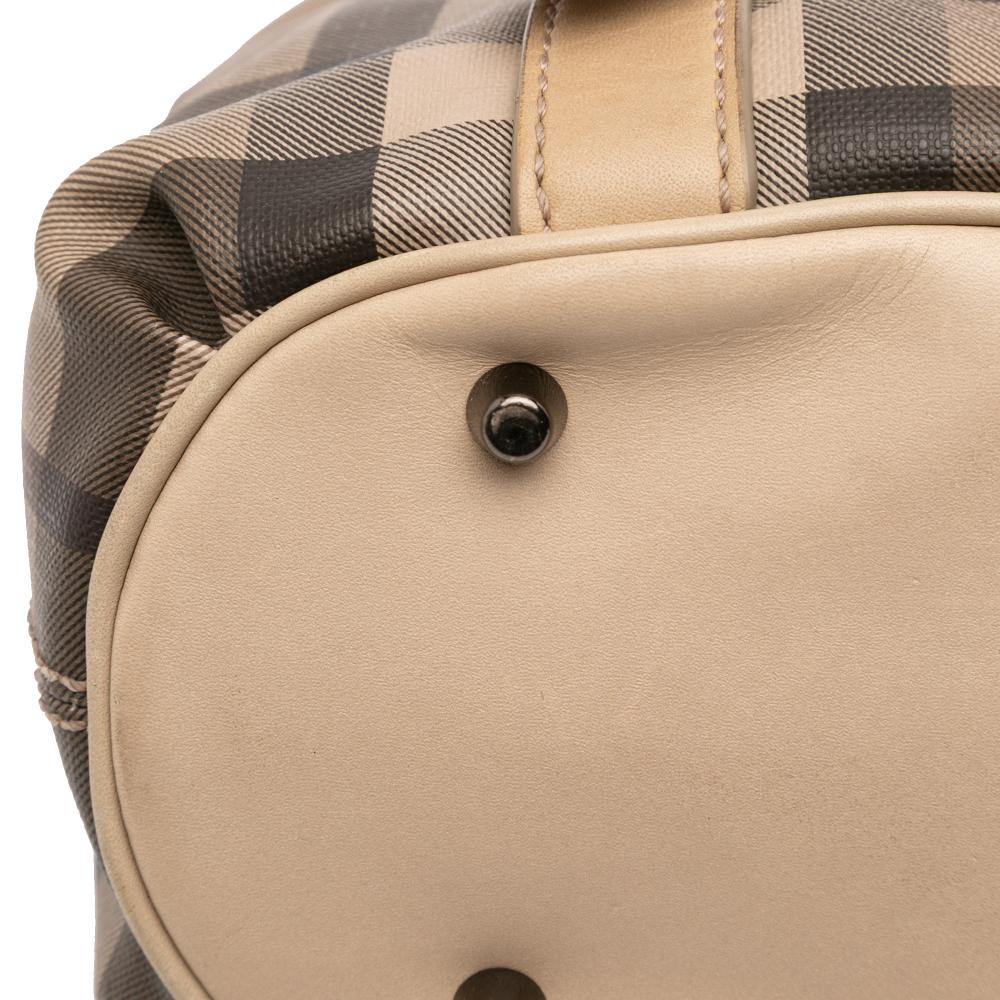 Burberry B Burberry Brown Beige Coated Canvas Fabric Small Smoke Check Northfield Satchel China