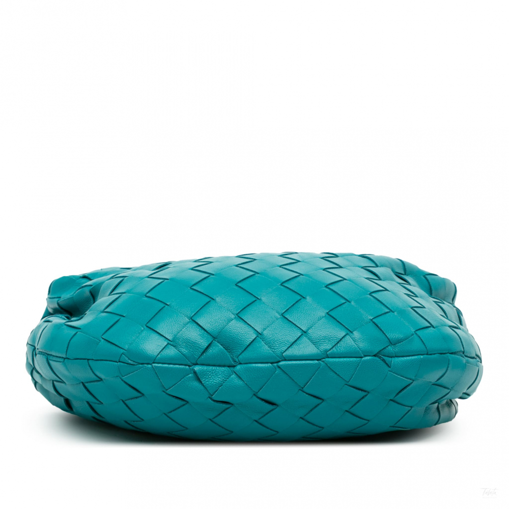 Bottega Veneta Jodie Mini Intrecciato Leather Hobo Handbag Blue