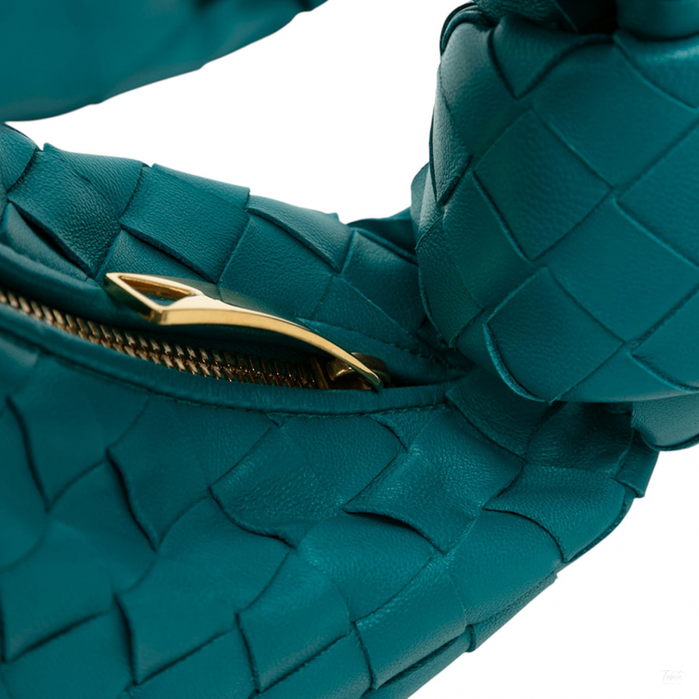 Bottega Veneta Jodie Mini Intrecciato Leather Hobo Handbag Blue