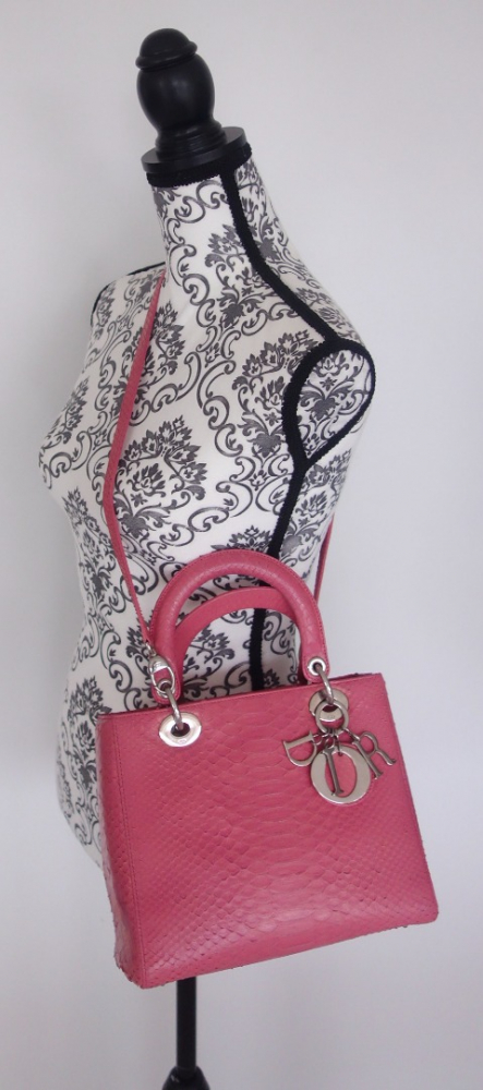 Dior Lady Dior pink python bag