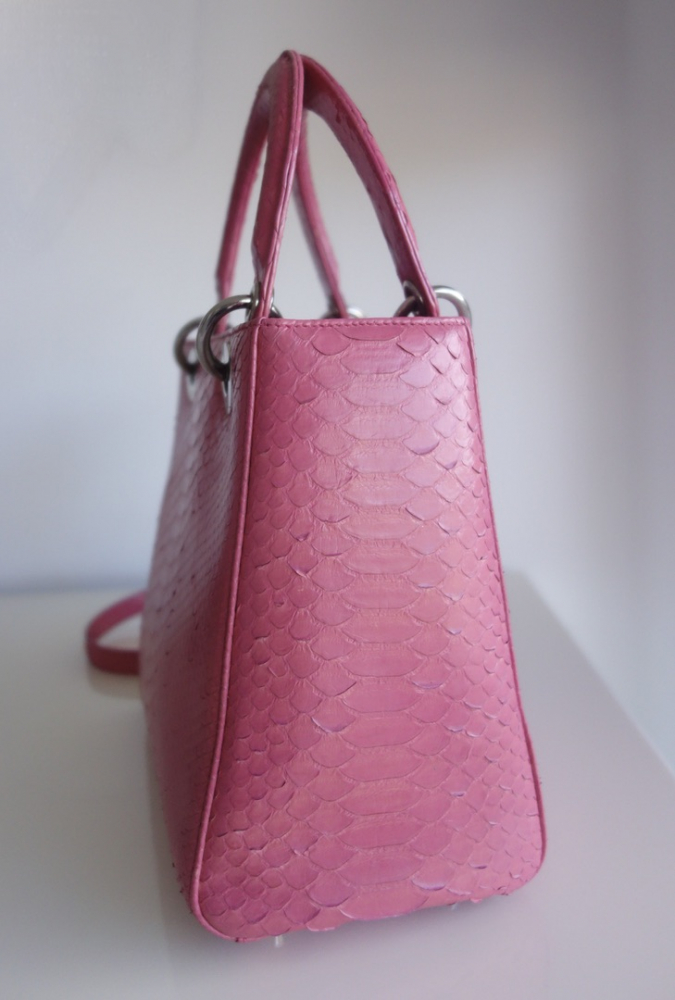 Dior Lady Dior pink python bag