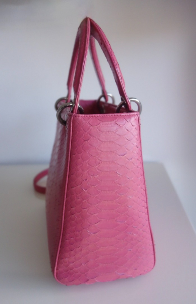 Dior Lady Dior pink python bag