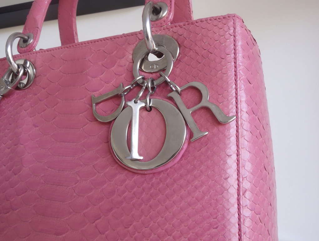 Dior Lady Dior pink python bag