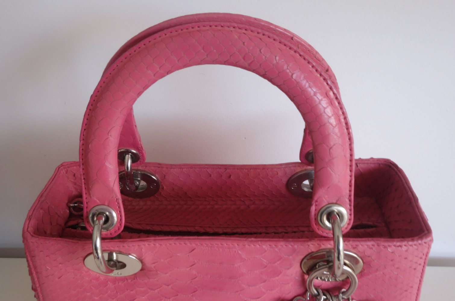 Dior Lady Dior pink python bag