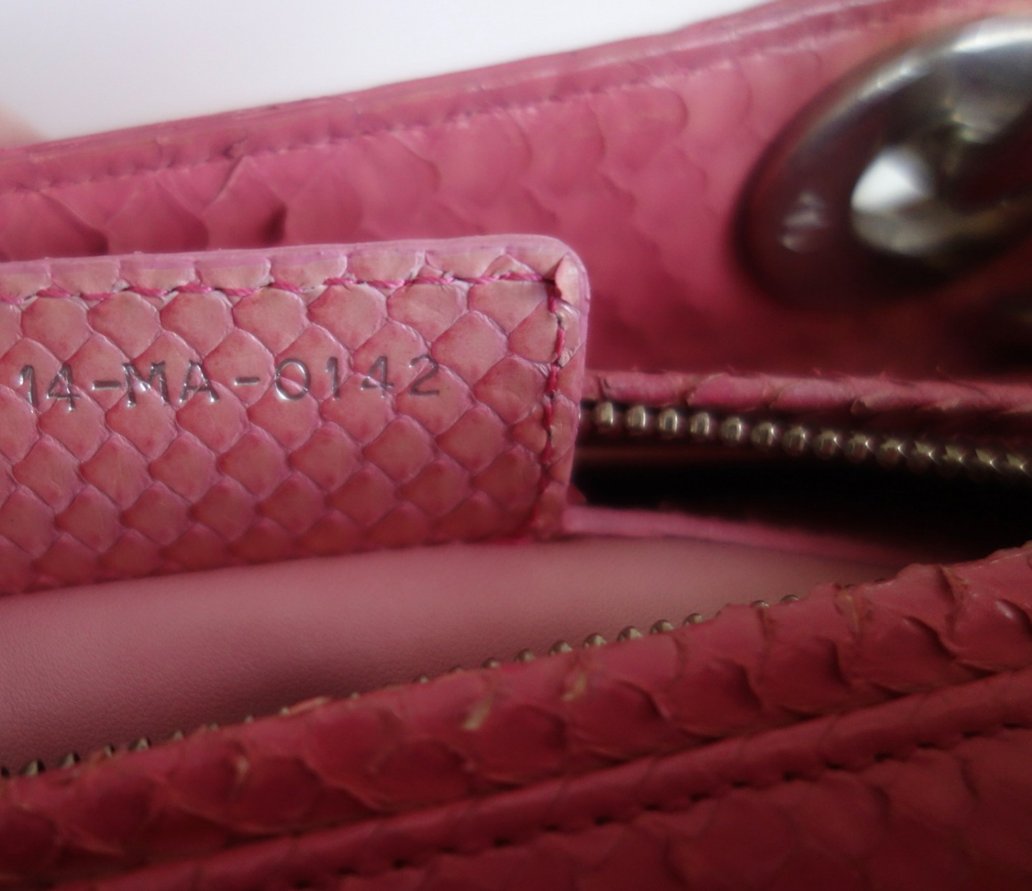 Dior Lady Dior pink python bag