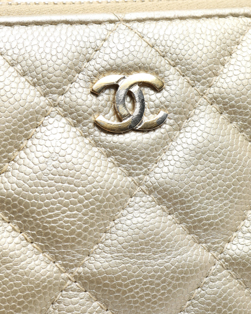Chanel Caviar Double Zip Wallet On Chain Bag