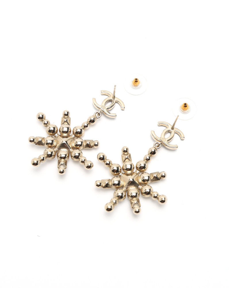 Chanel Coco Mark Rhinestone Dangling Earrings