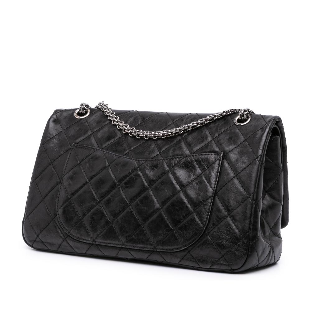 Chanel B Chanel Black Calf Leather Reissue 2.55 Aged skin Double Flap 227 Italy