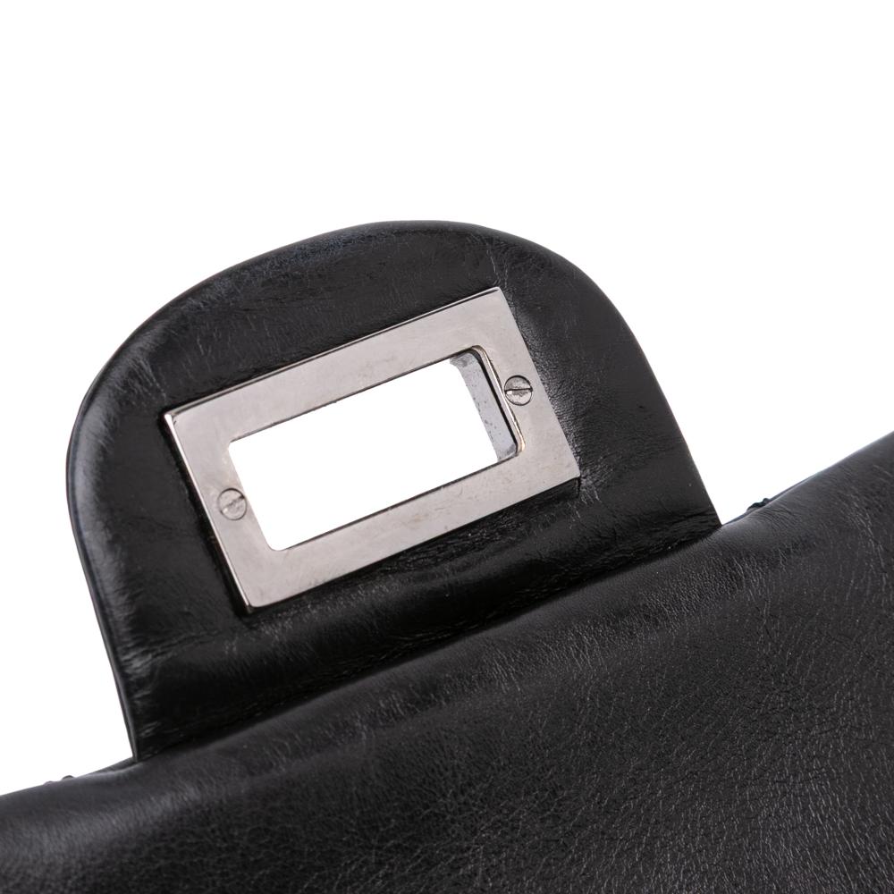 Chanel B Chanel Black Calf Leather Reissue 2.55 Aged skin Double Flap 227 Italy