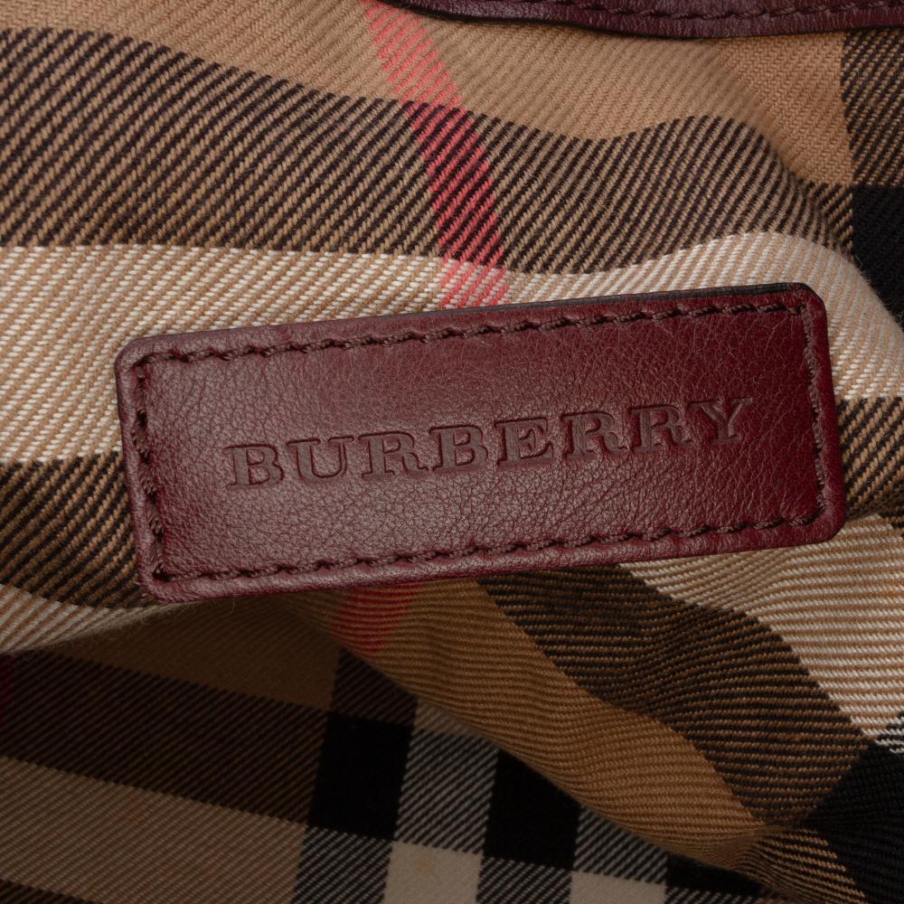 Burberry B Burberry Red Nubuck Leather Leather Nubuck and House Check Canvas Beckett Bucket Bag Italy