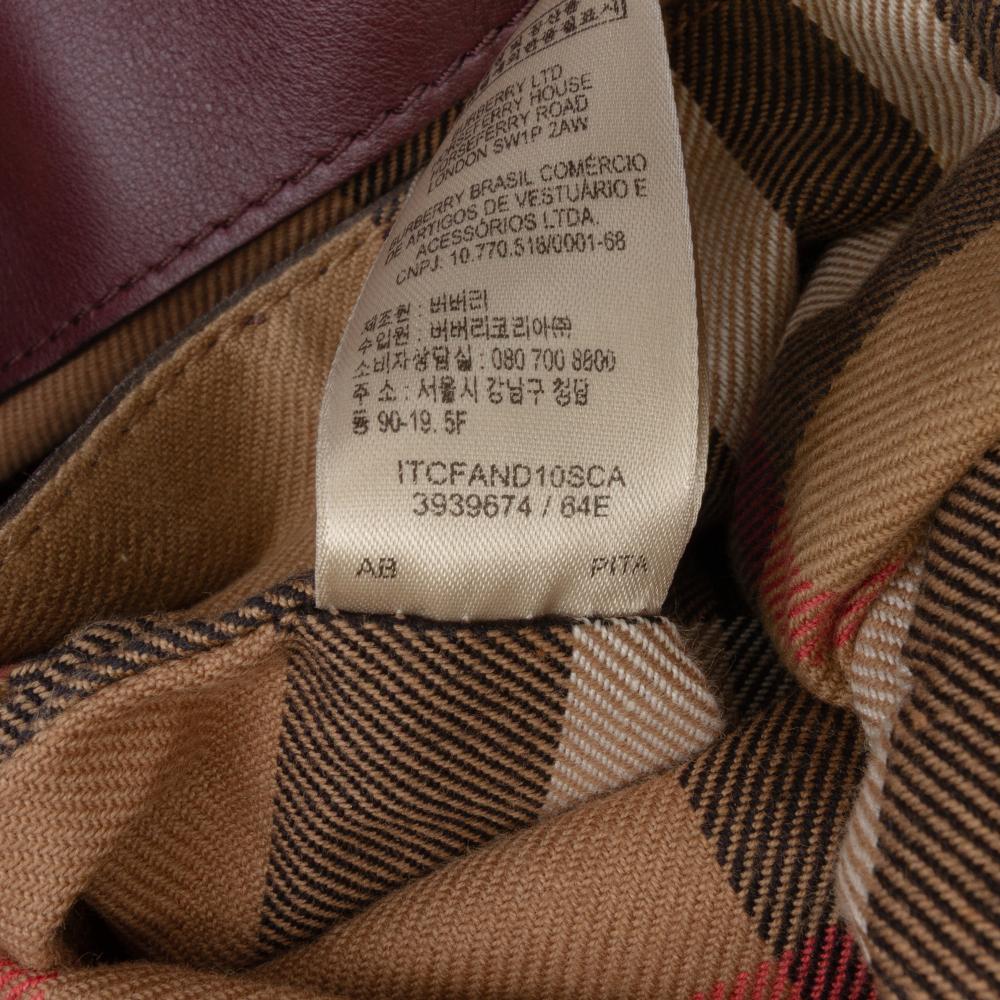 Burberry B Burberry Red Nubuck Leather Leather Nubuck and House Check Canvas Beckett Bucket Bag Italy