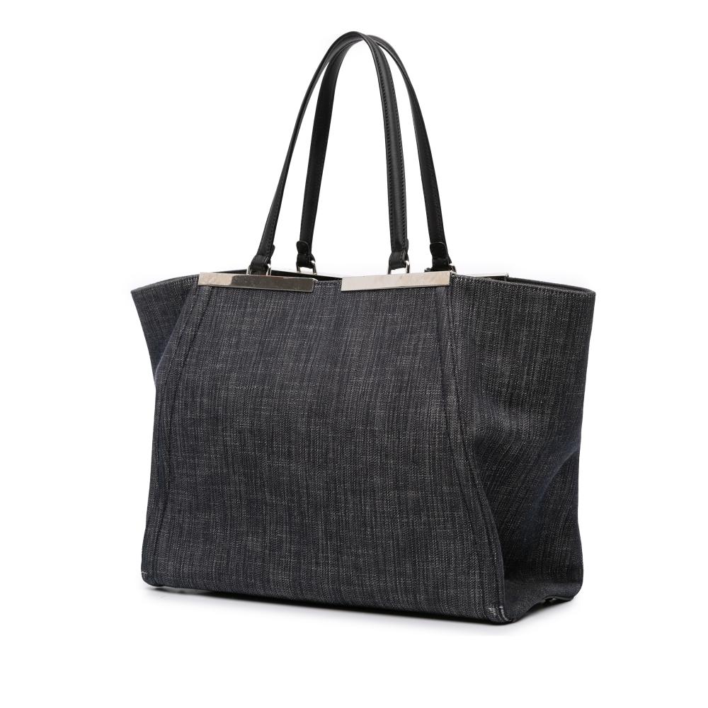 Fendi B Fendi Black Denim Fabric 3Jours Tote Italy