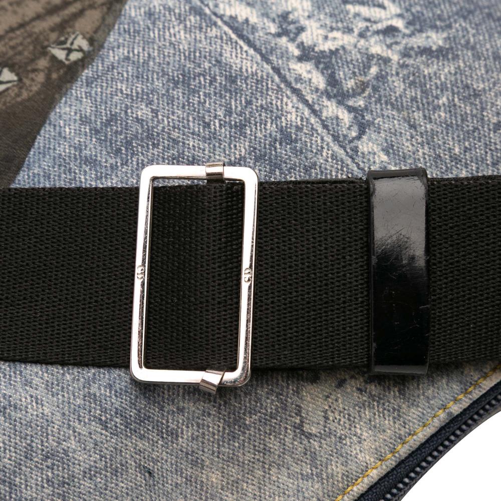 Christian Dior B Dior Blue Denim Denim Fabric Printed Speedway Crossbody Italy