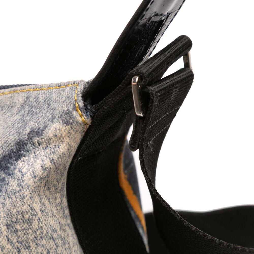 Christian Dior B Dior Blue Denim Denim Fabric Printed Speedway Crossbody Italy