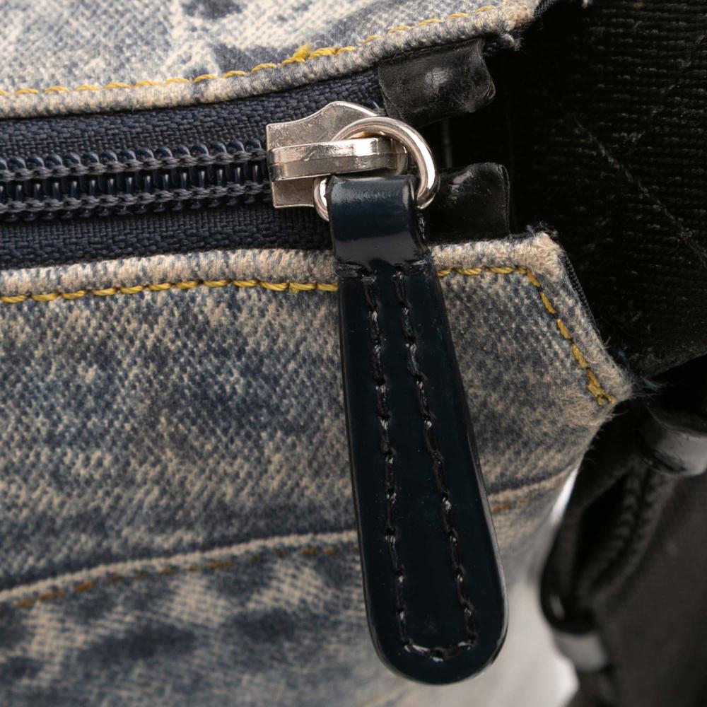 Christian Dior B Dior Blue Denim Denim Fabric Printed Speedway Crossbody Italy