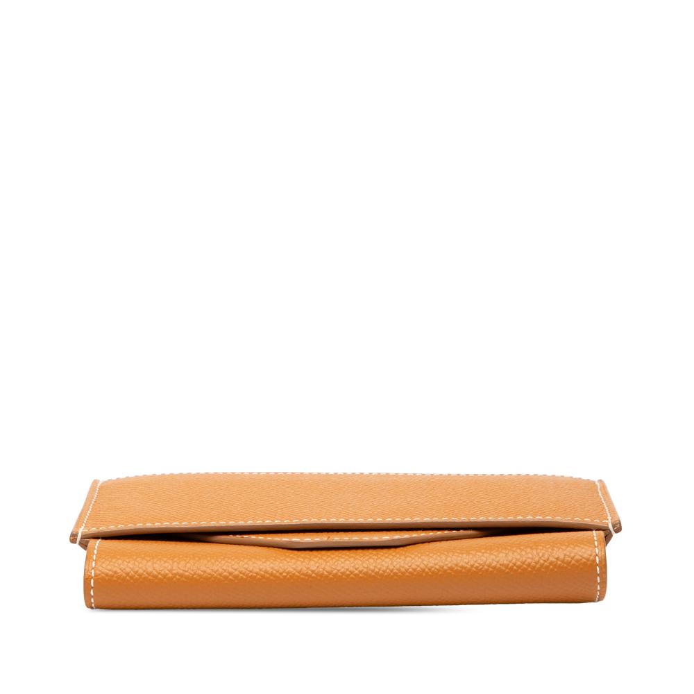 Hermès AB Hermès Brown Calf Leather Epsom Passant Long Wallet France
