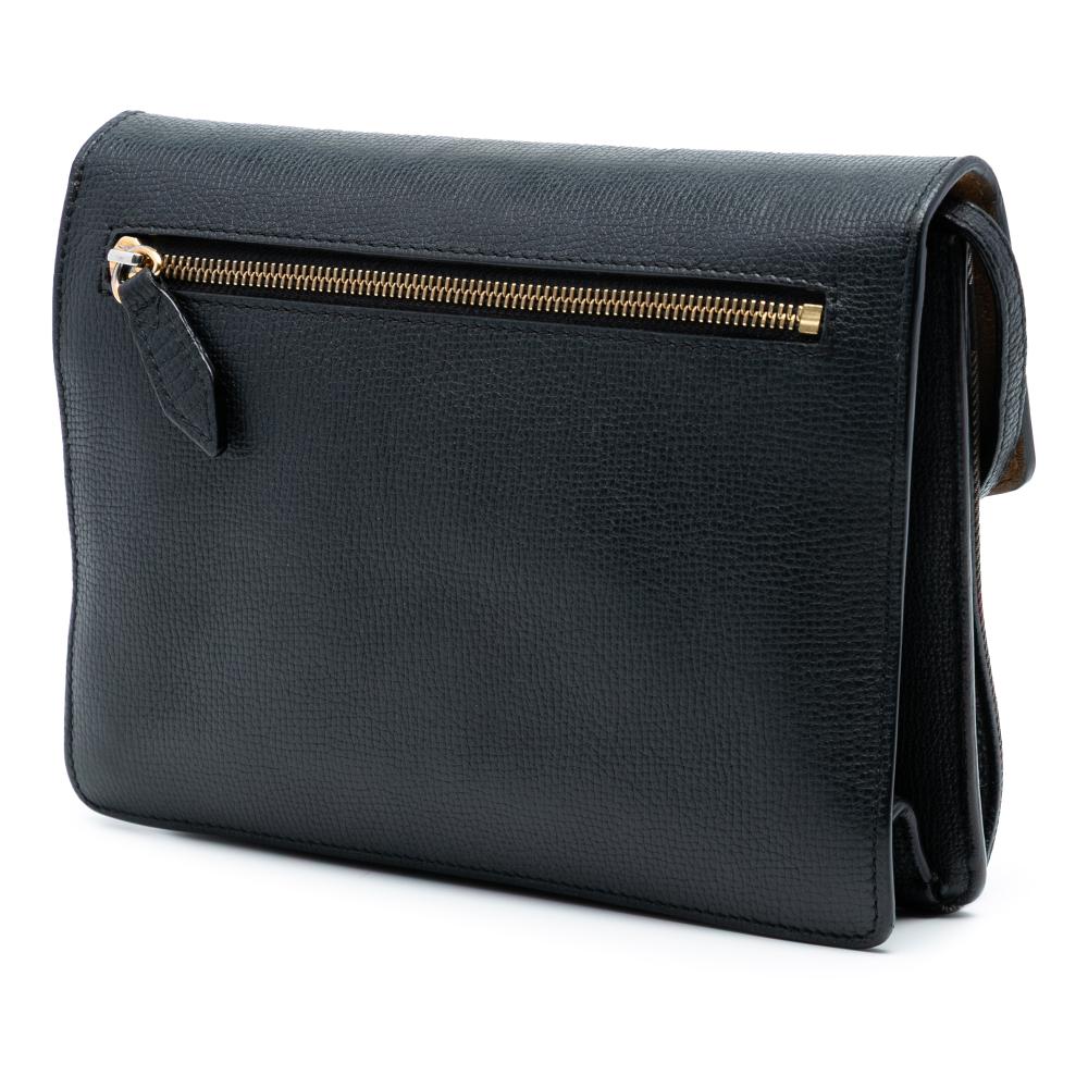 Burberry B Burberry Black Calf Leather Small and House Check Canvas Derby Macken Crossbody Italy