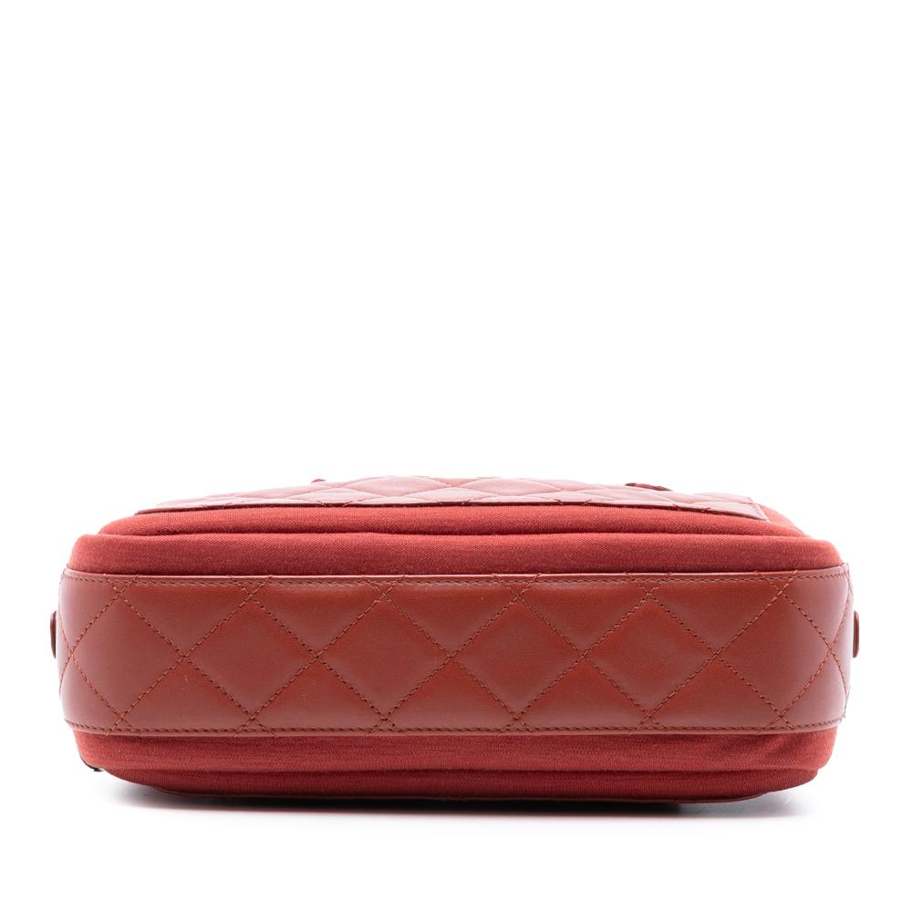 Chanel Red Paris Hamburg Quilted Lambskin and Jersey Camera Case Italy