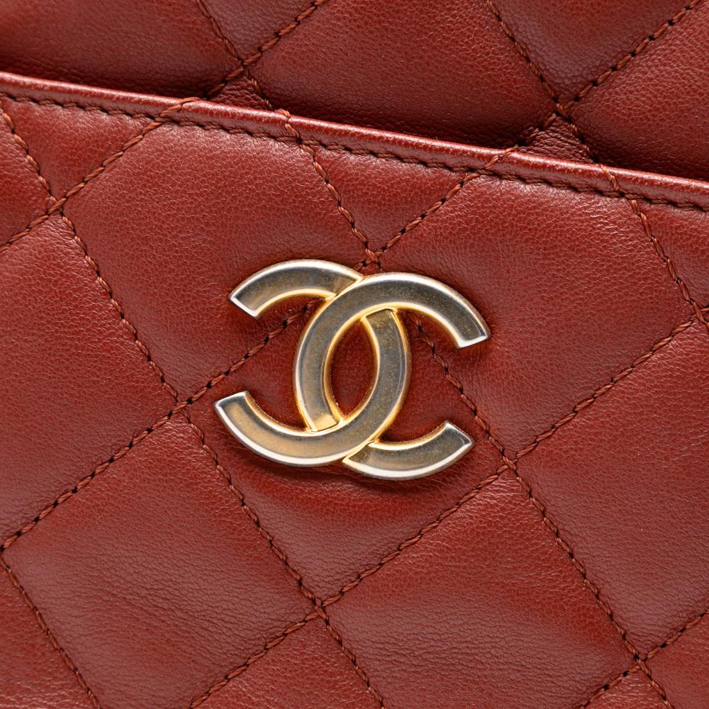 Chanel Red Paris Hamburg Quilted Lambskin and Jersey Camera Case Italy