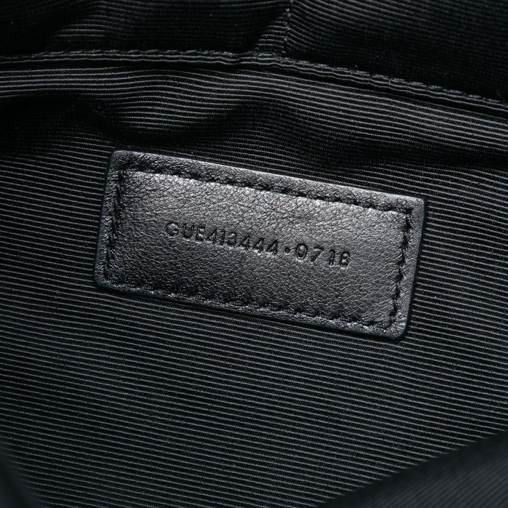 Saint Laurent AB Saint Laurent Black Calf Leather Quilted Chevron Monogram Document Holder Italy