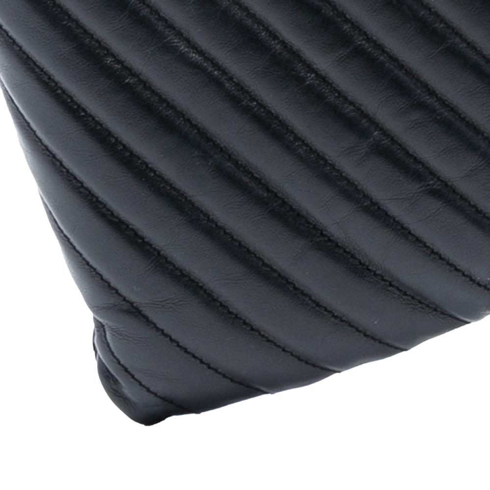 Saint Laurent AB Saint Laurent Black Calf Leather Quilted Chevron Monogram Document Holder Italy