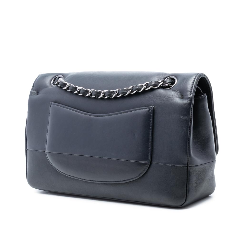 Chanel B Chanel Black Calf Leather Medium Smooth skin Pure Double Flap France