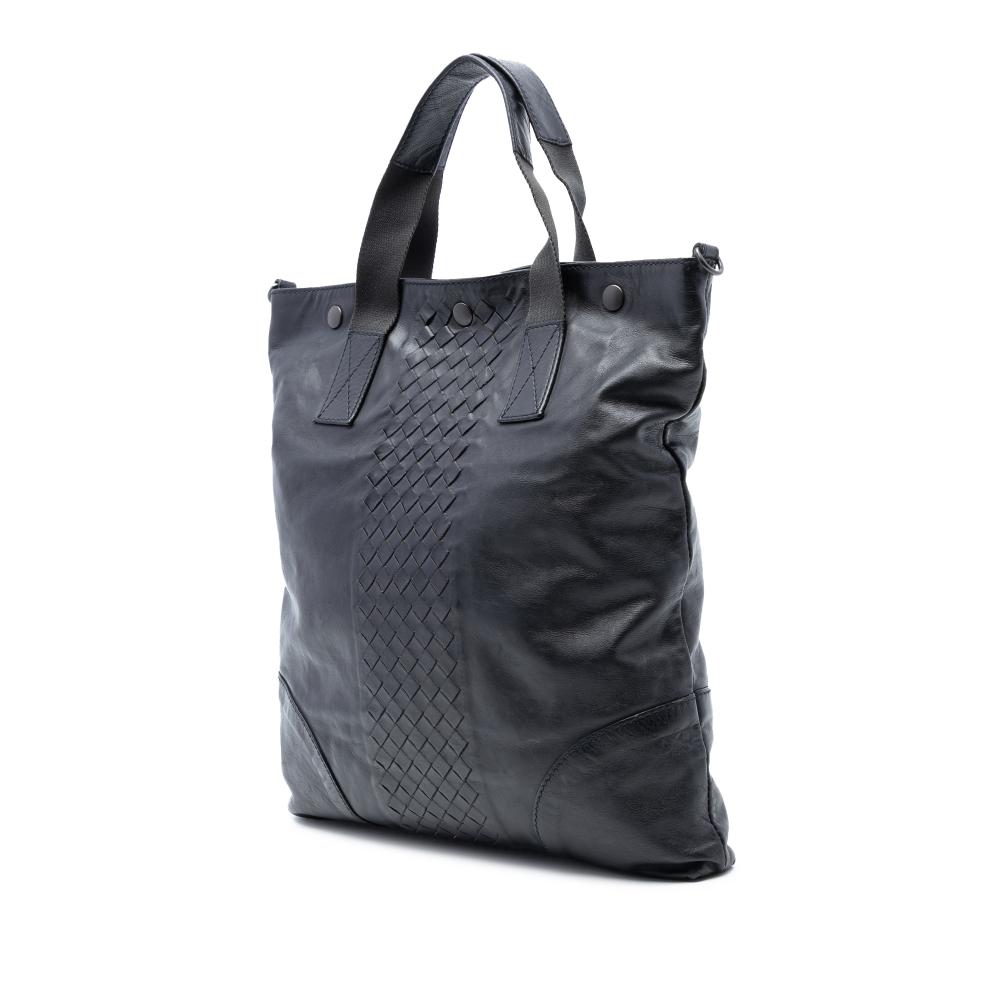 Bottega Veneta B Bottega Veneta Black Nappa Leather Leather Intrecciato Trimmed Nappa Convertible Tote Italy