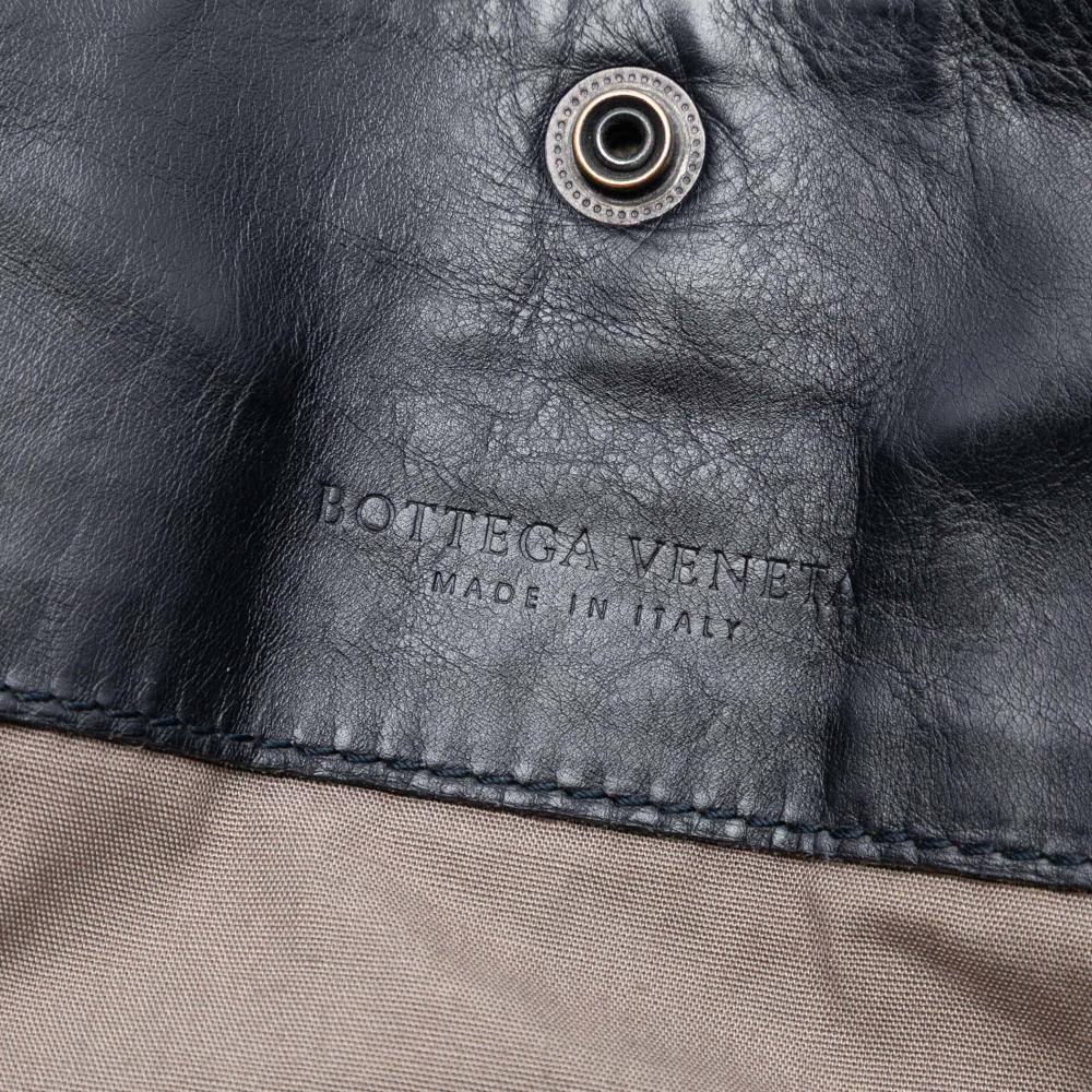 Bottega Veneta B Bottega Veneta Black Nappa Leather Leather Intrecciato Trimmed Nappa Convertible Tote Italy