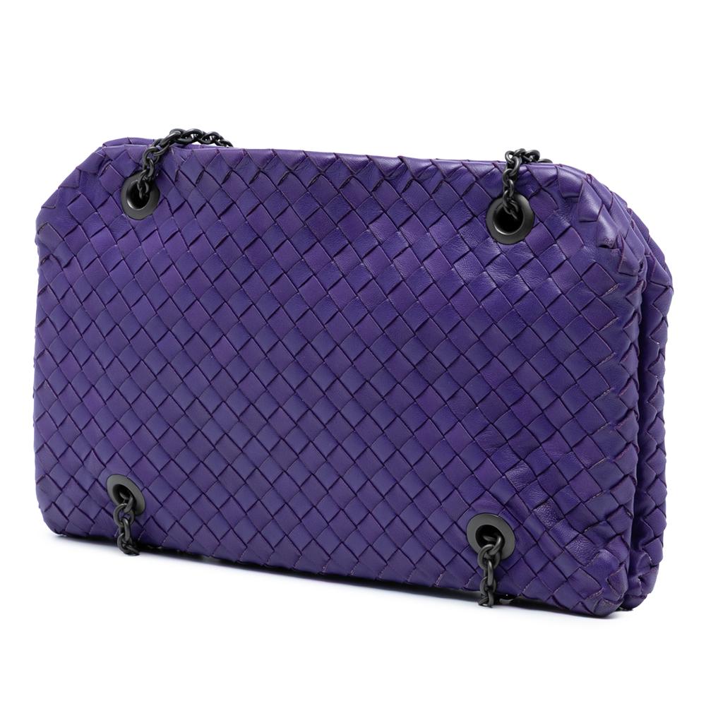 Bottega Veneta B Bottega Veneta Purple Dark Purple Nappa Leather Leather Nappa Intrecciato Duo Shoulder Bag Italy
