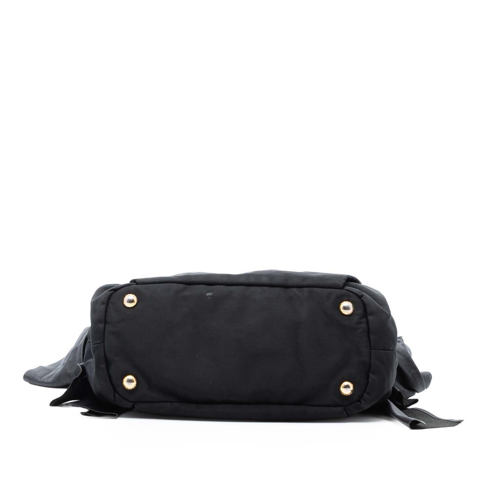 Prada B Prada Black Nylon Fabric Tessuto Logo Bow Satchel Italy