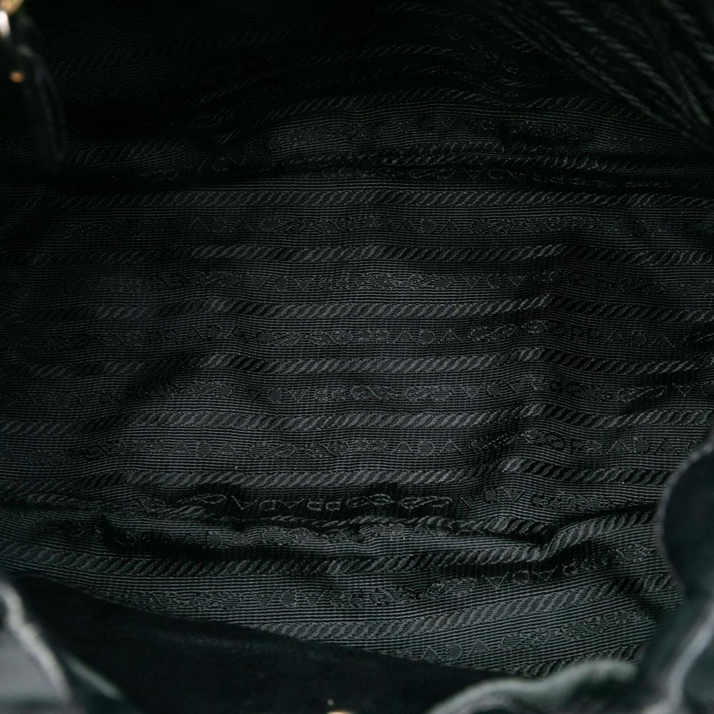 Prada B Prada Black Nylon Fabric Tessuto Logo Bow Satchel Italy