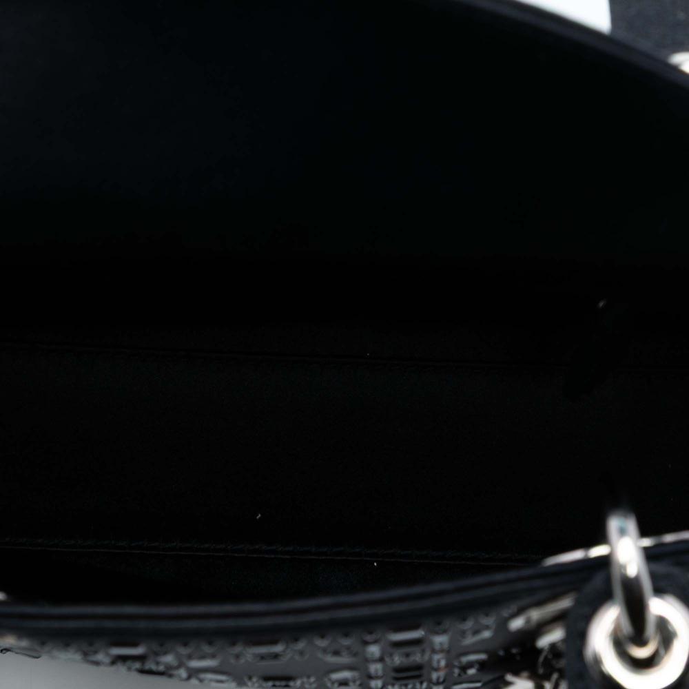 Christian Dior AB Dior Black Satin Fabric Mini Cannage Strass Crystal Embellished Lady Dior Italy