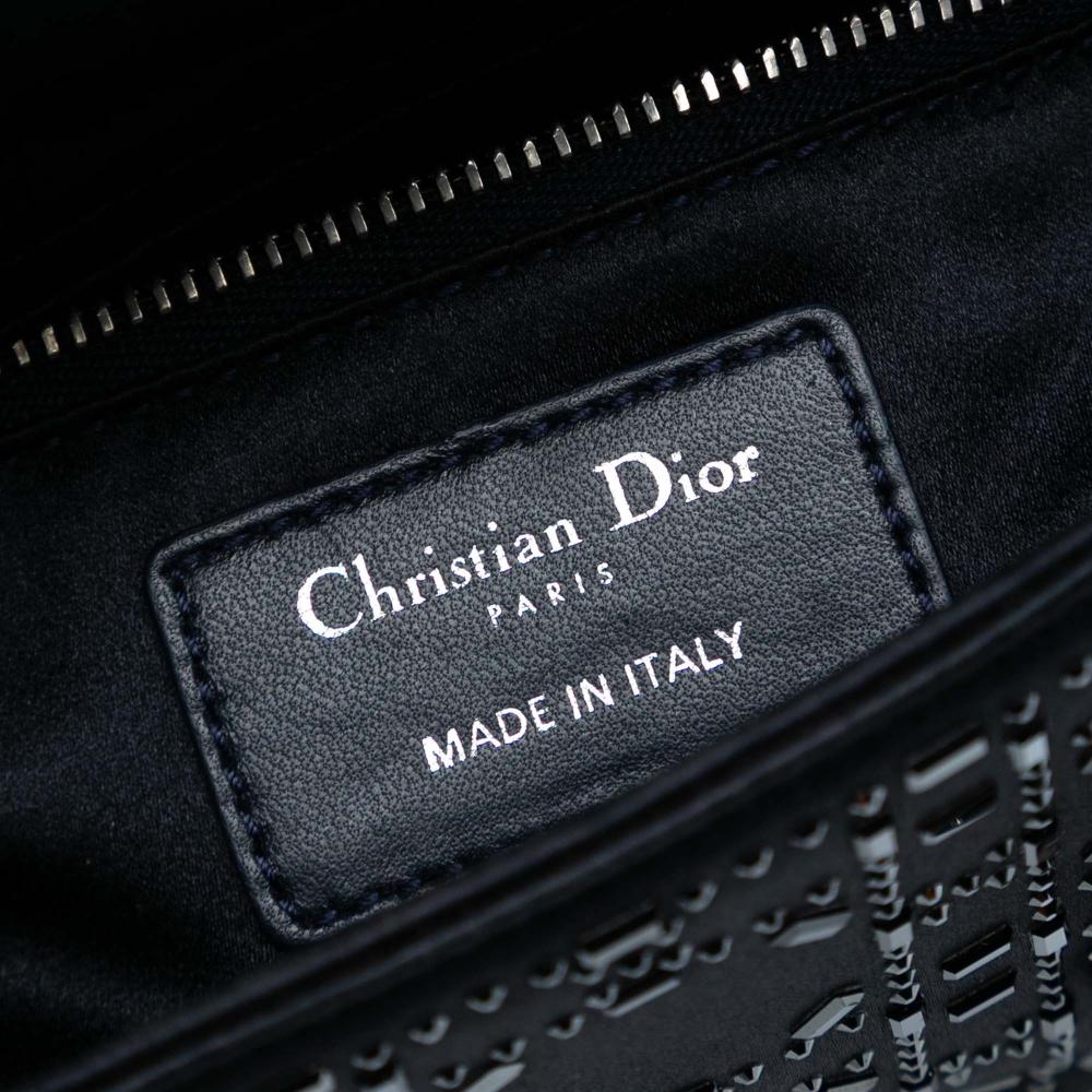 Christian Dior AB Dior Black Satin Fabric Mini Cannage Strass Crystal Embellished Lady Dior Italy