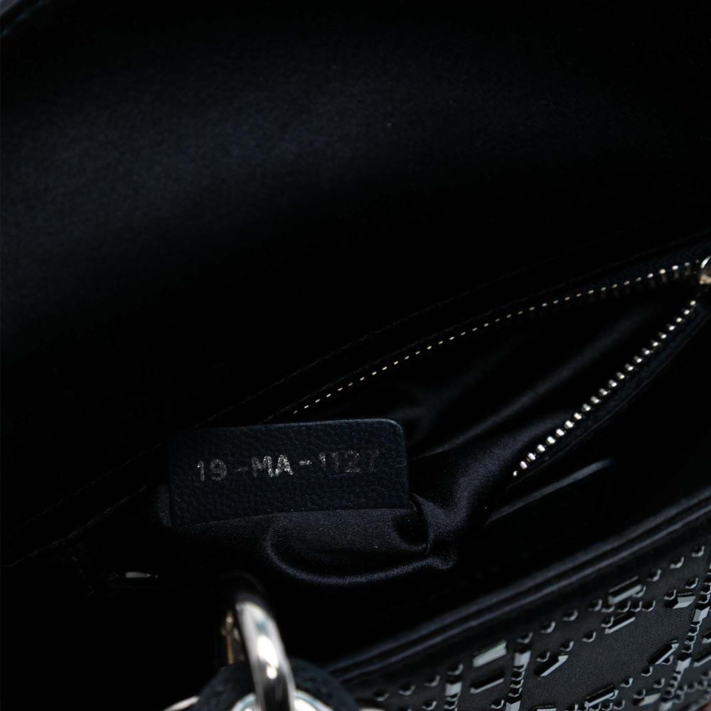 Christian Dior AB Dior Black Satin Fabric Mini Cannage Strass Crystal Embellished Lady Dior Italy