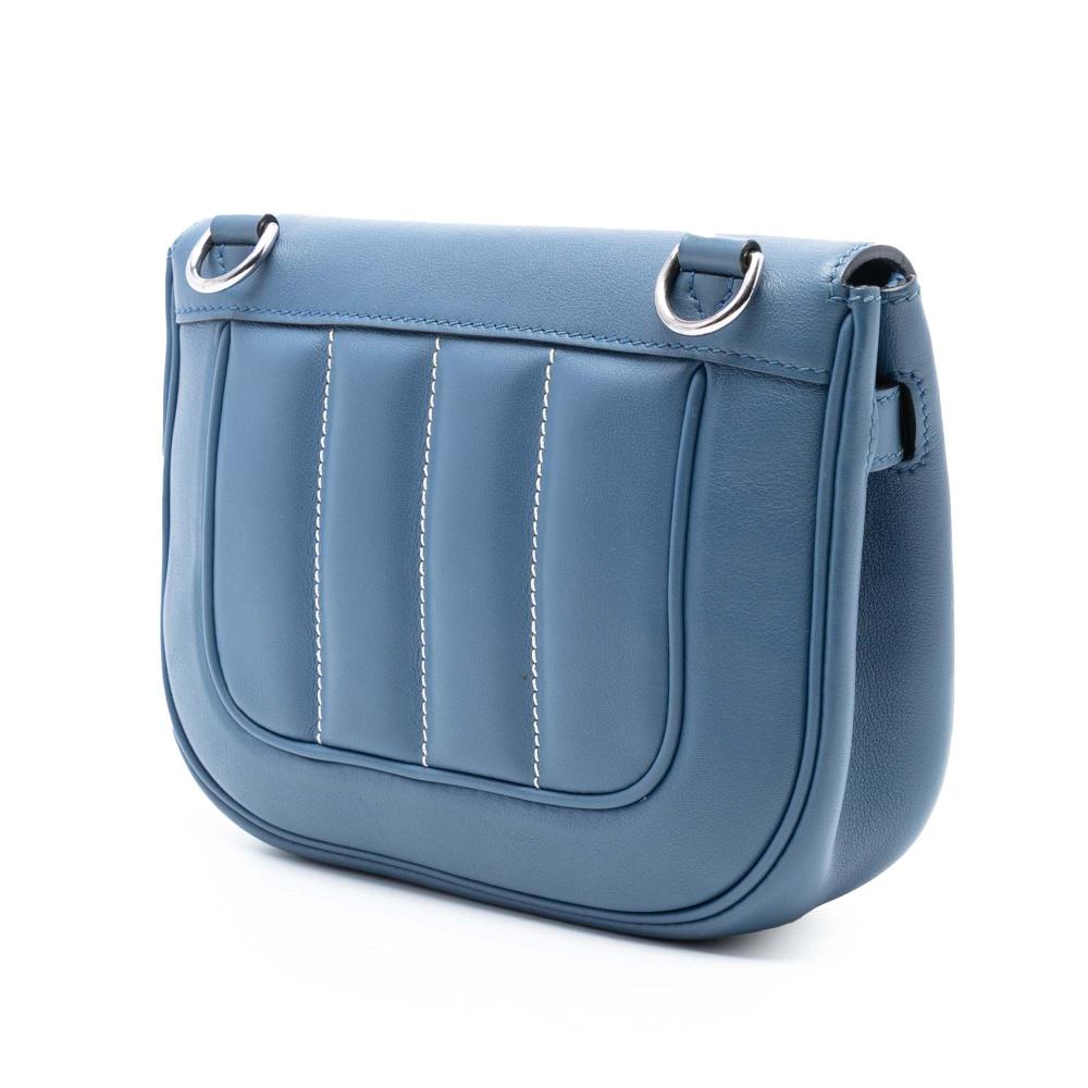 Hermès AB Hermès Blue Calf Leather Swift Berline 28 France