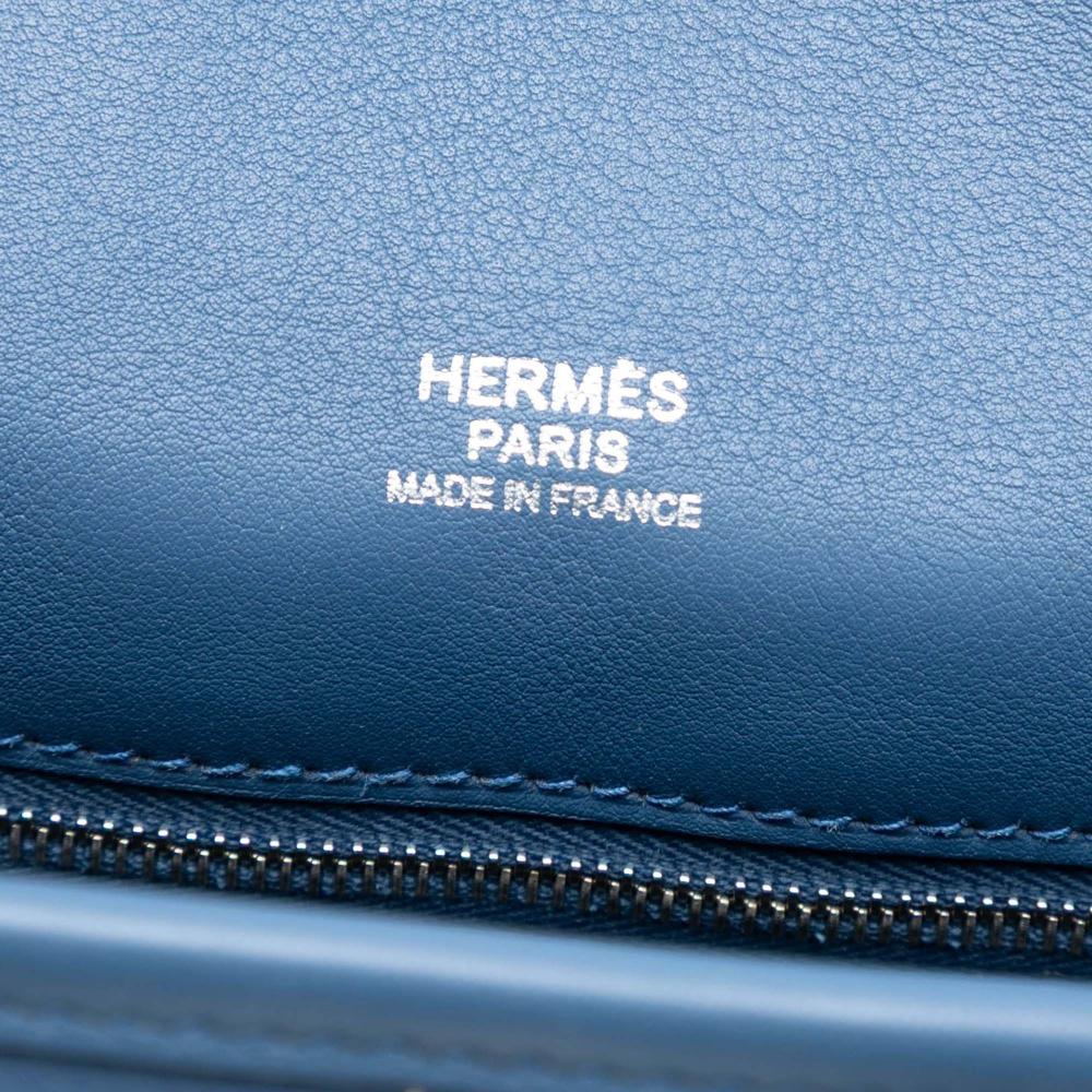 Hermès AB Hermès Blue Calf Leather Swift Berline 28 France