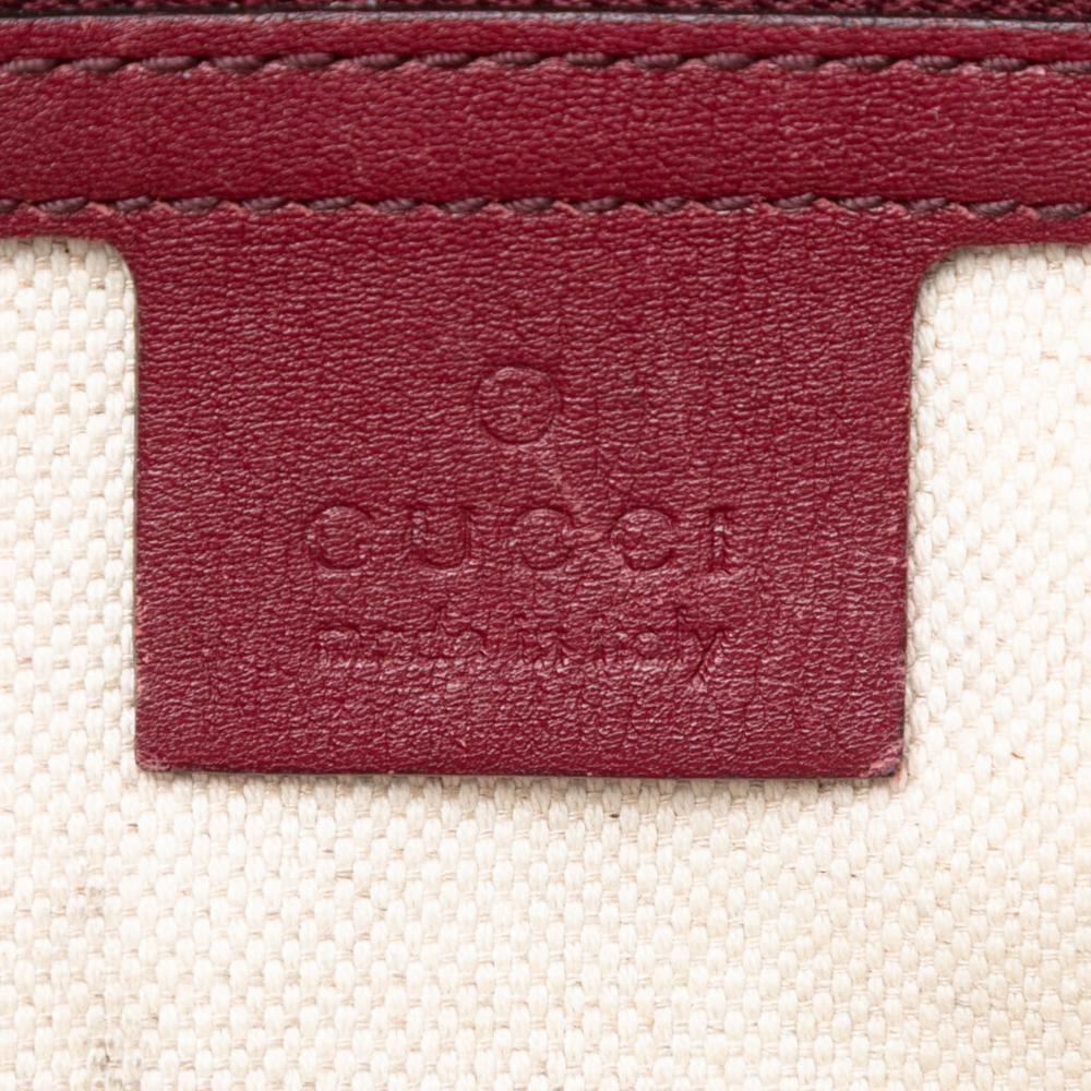 Gucci B Gucci Red Maroon Calf Leather Small Guccissima Bree Satchel Italy