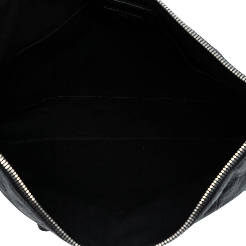 Balenciaga AB Balenciaga Black Lambskin Leather Leather Lambskin Motocross Classic Zip Around Flat Clutch Italy