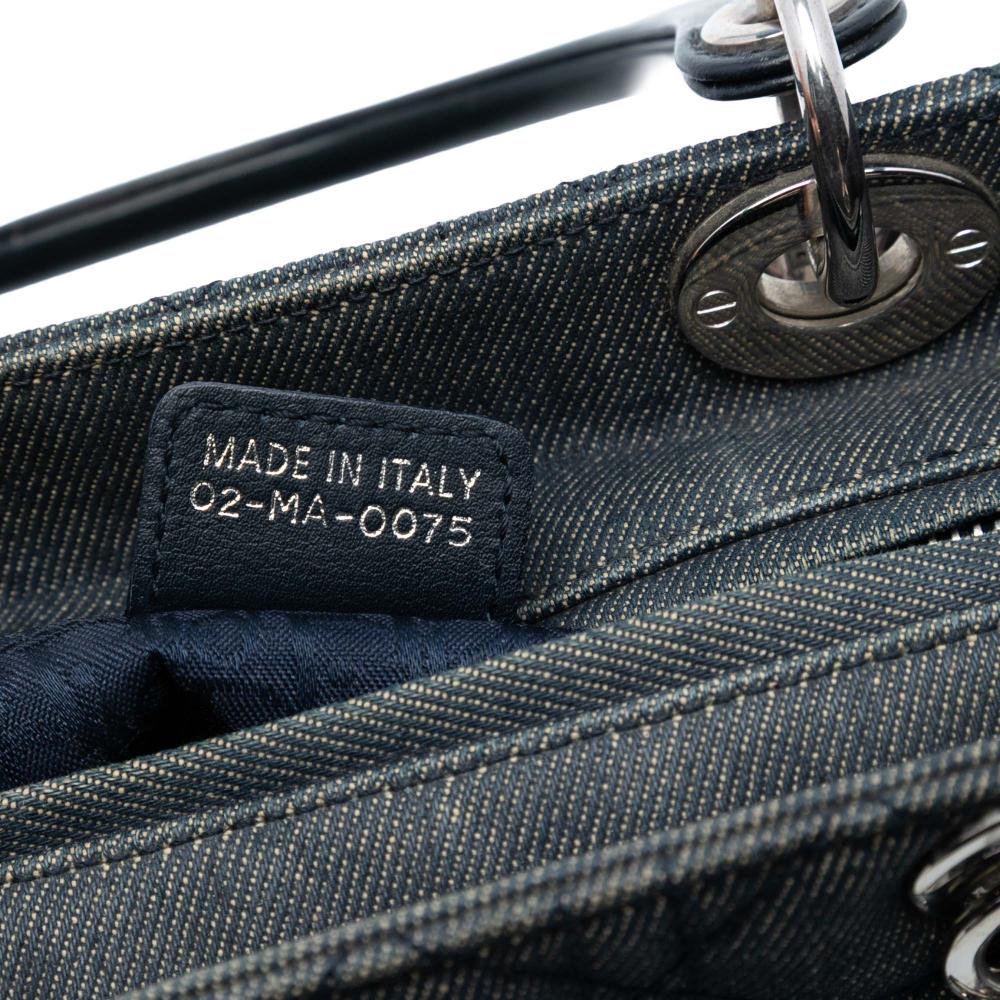 Christian Dior AB Dior Blue Navy Denim Fabric Medium Cannage Lady Dior Italy