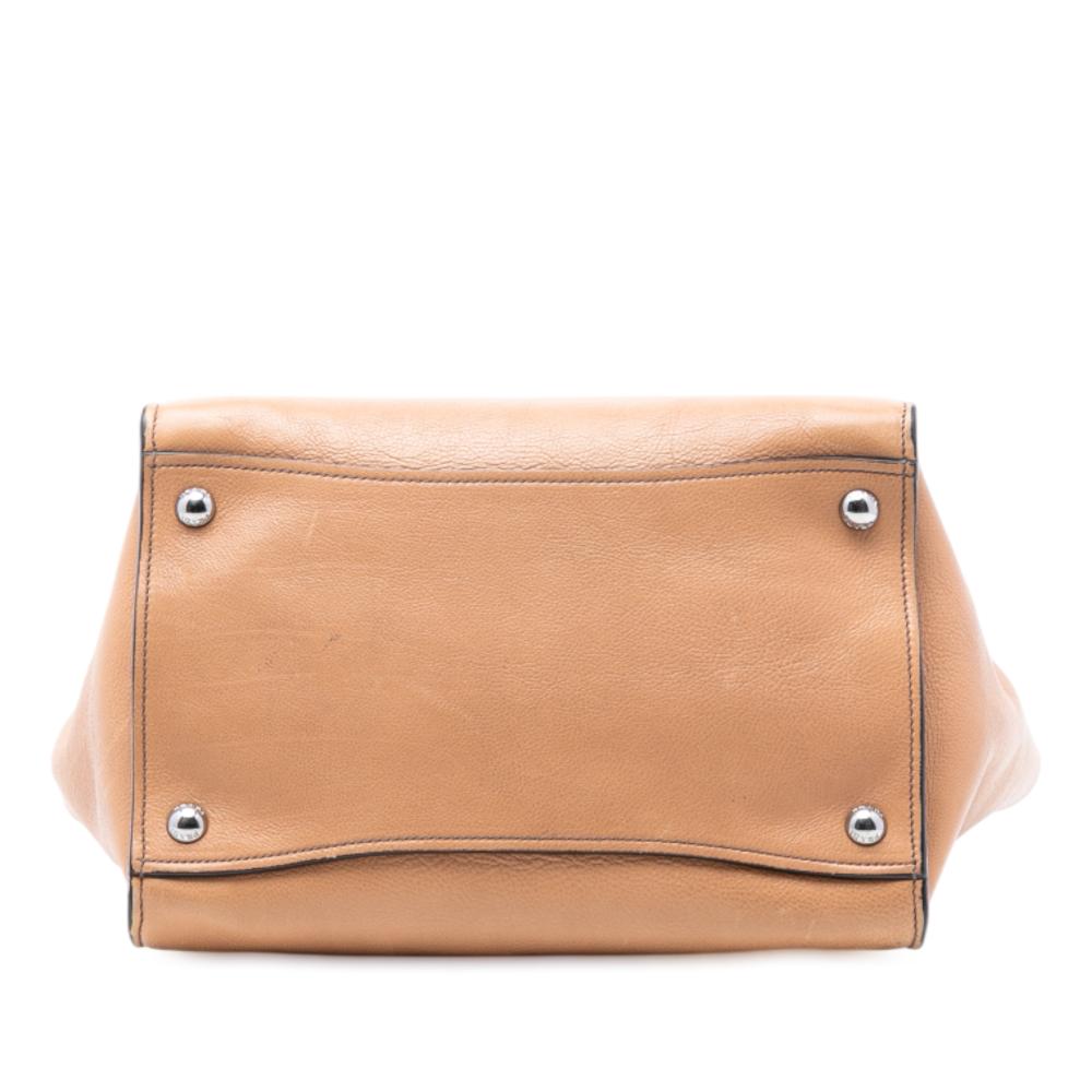 Prada B Prada Brown Light Brown Calf Leather Glace Twin Pocket Satchel Italy