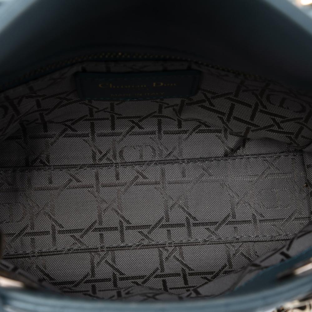 Christian Dior B Dior Blue Light Blue Lambskin Leather Leather Mini Lambskin Cannage Lady Dior Italy