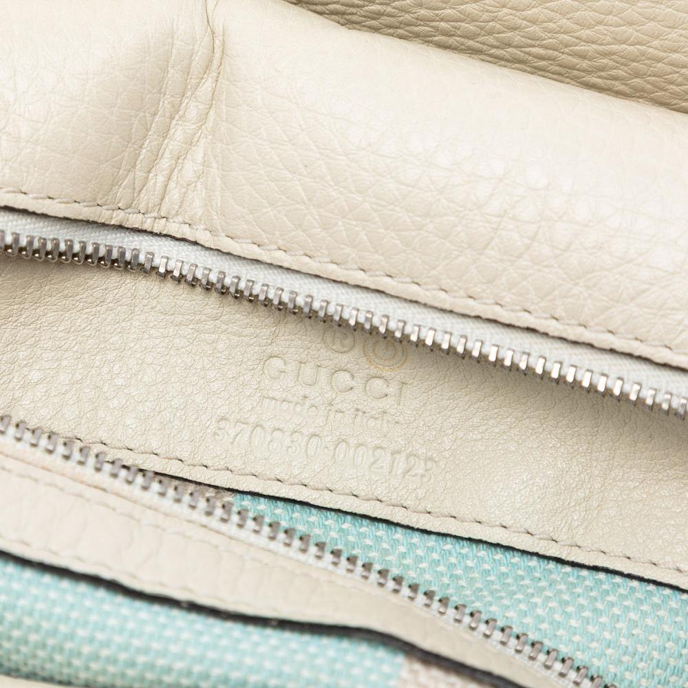 Gucci AB Gucci White Calf Leather Large Bamboo Daily Satchel Italy