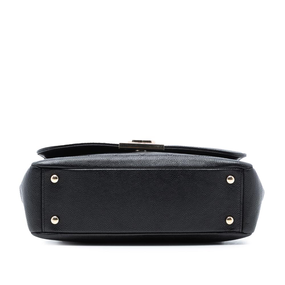 Chanel AB Chanel Black Caviar Leather Leather Quilted Caviar CC Plate Flap Pocket Shoulder Bag Italy