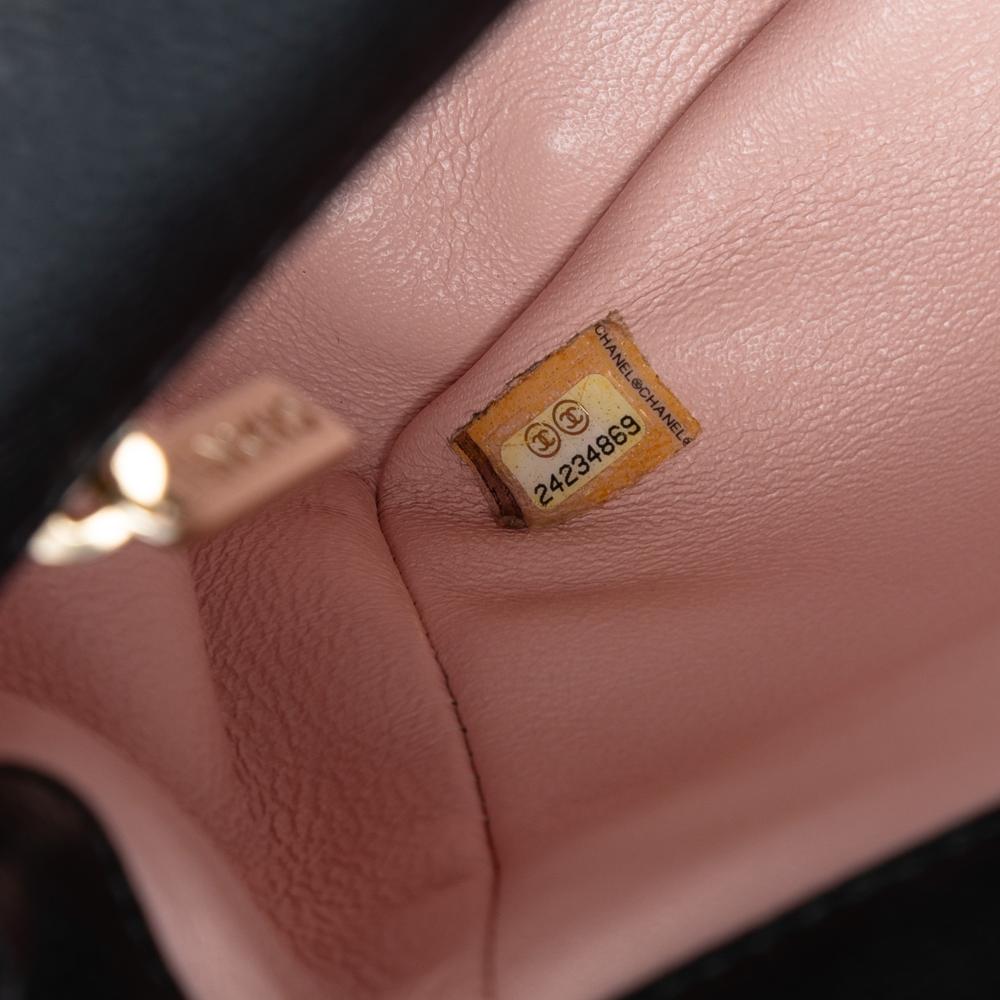 Chanel AB Chanel Black Caviar Leather Leather Quilted Caviar CC Plate Flap Pocket Shoulder Bag Italy